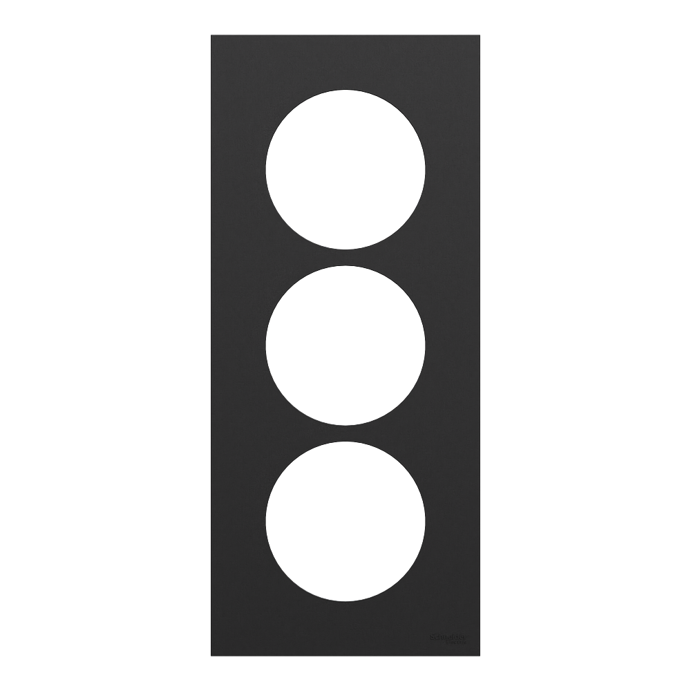 Odace plaque 3 postes 57mm noir